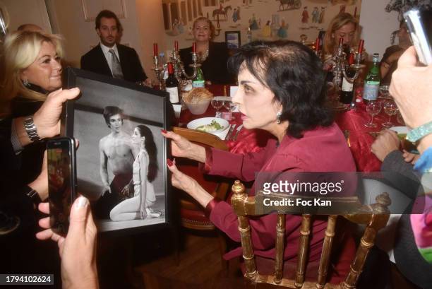 Anne Marie Mitterrand attends the Diner Centenaire Gustave Eiffel at Hotel prive Champs de Mars on November 14,2023 in Paris, France.
