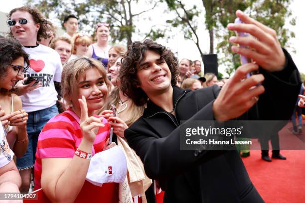 Budjerah poses for a selfie with fans at the 2023 ARIA Awards at Hordern Pavilion on November 15, 2023 in Sydney, Australia.