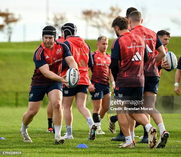 Limerick , Ireland - 21 November 2023; Jeremy Loughman during a Munster rugby squad training session at University of Limerick in Limerick.