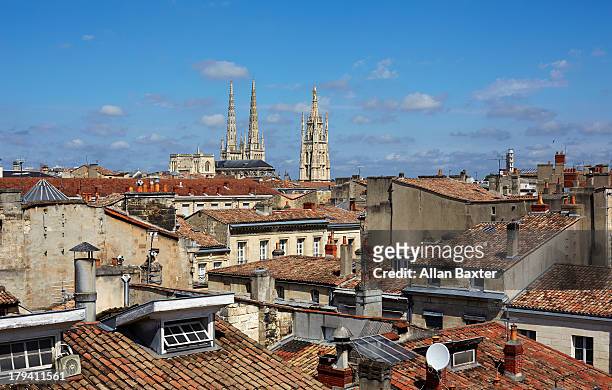 elevated cityscape of bordeaux - bordeaux stock pictures, royalty-free photos & images