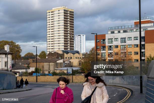 Social housing and tower blocks in Stratford on 17th November 2023 in East London, United Kingdom. Council estates like this are very common all over...