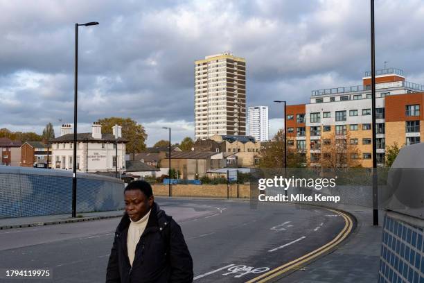 Social housing and tower blocks in Stratford on 17th November 2023 in East London, United Kingdom. Council estates like this are very common all over...