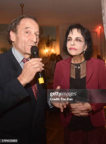 Michel Soyer and Anne Marie Mitterrand attend the Diner Centenaire Gustave Eiffel at Hotel prive Champs de Mars on November 14,2023 in Paris, France.