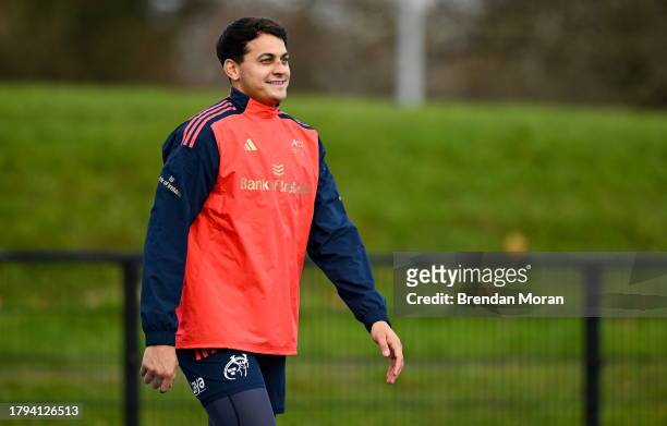 Limerick , Ireland - 21 November 2023; Antoine Frisch during a Munster rugby squad training session at University of Limerick in Limerick.