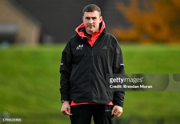 Limerick , Ireland - 21 November 2023; Academy elite player development officer Tommy O'Donnell during a Munster rugby squad training session at...