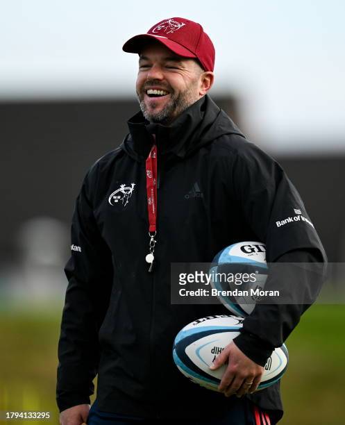 Limerick , Ireland - 21 November 2023; Skills coach Mossie Lawler during a Munster rugby squad training session at University of Limerick in Limerick.