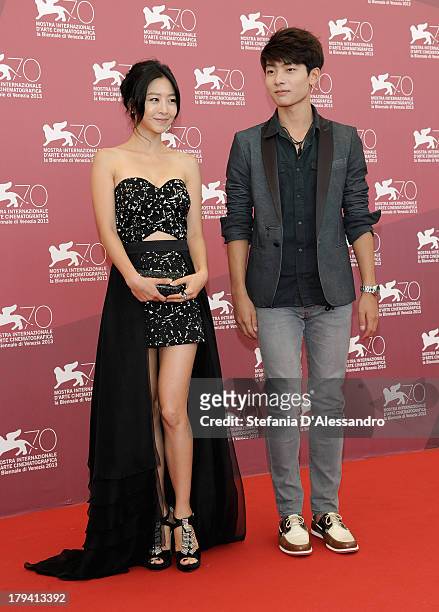 South Korean actors Lee Eun-woo and Seo Young-ju attend "Moebius" Photocall during the 70th Venice International Film Festival at Palazzo del Casino...