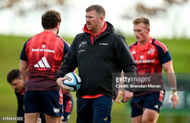 Limerick , Ireland - 21 November 2023; Forwards coach Andi Kyriacou during a Munster rugby squad training session at University of Limerick in...