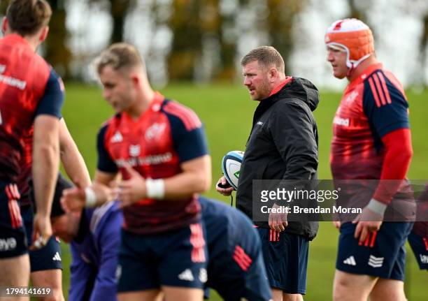 Limerick , Ireland - 21 November 2023; Forwards coach Andi Kyriacou during a Munster rugby squad training session at University of Limerick in...