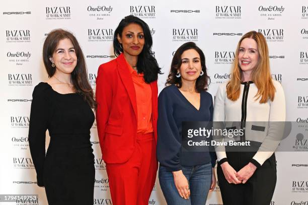 Marie-Claire Chappet, Dr Shini Somara, CEO of writer.com May Habib and Author Verity Harding attend the Harper's Bazaar At Work Summit, in...