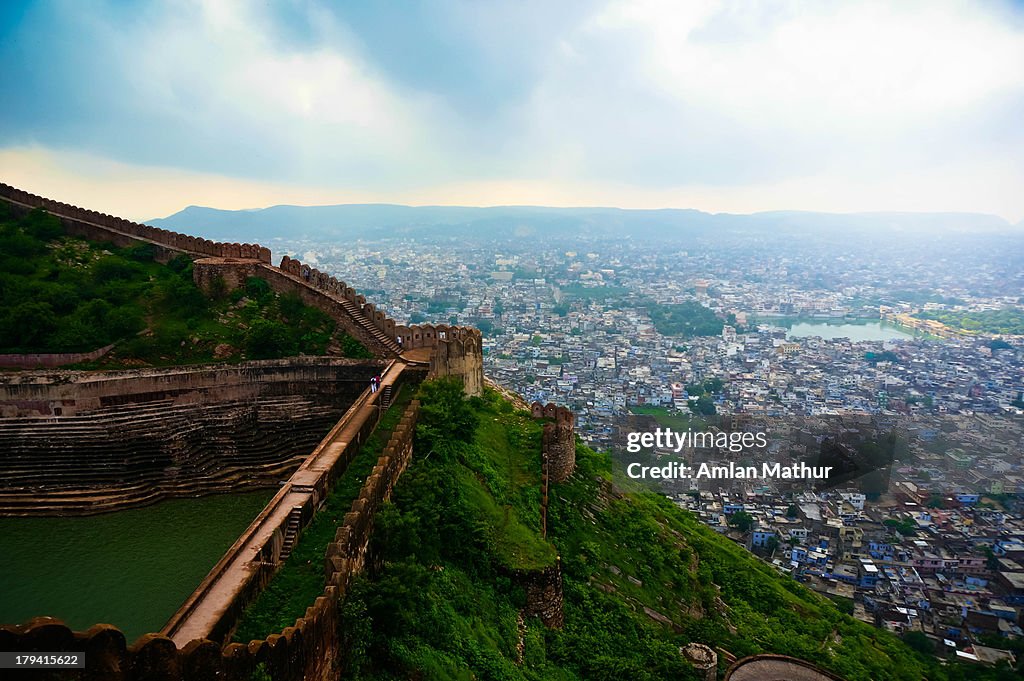 Mountaintop fort overlooking the city of Jaipur