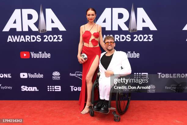 Chantelle Otten and Dylan Alcott attend the 2023 ARIA Awards at Hordern Pavilion on November 15, 2023 in Sydney, Australia.