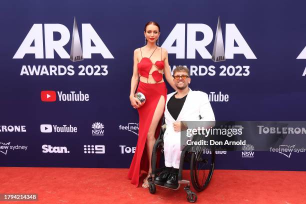 Chantelle Otten and Dylan Alcott attend the 2023 ARIA Awards at Hordern Pavilion on November 15, 2023 in Sydney, Australia.