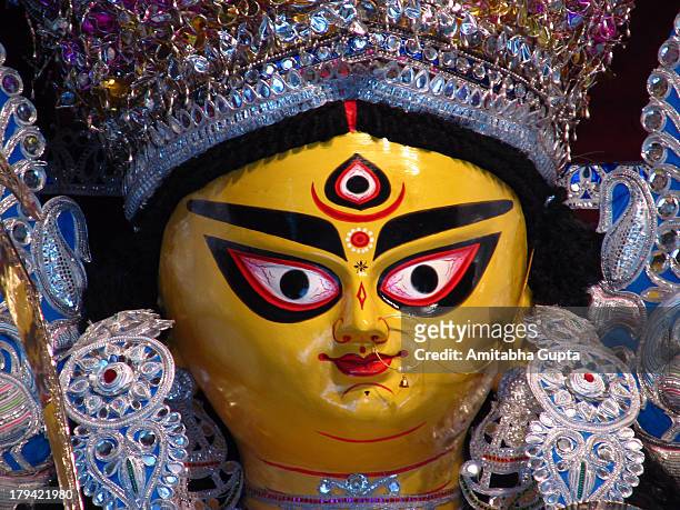 face of goddess durga idol, bagbazar - durga 個照片及圖片檔
