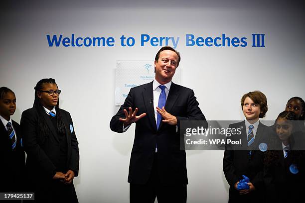 Prime Minister David Cameron visits Perry Beeches III Free School, on September 3, 2013 in Birmingham, England. It is predicted that by 2016 two...