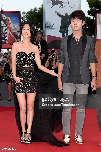 Actors Lee Eun-Woo and Suh Yeong Ju attend "Under The Skin" Premiere during the 70th Venice International Film Festival at Sala Grande on September...