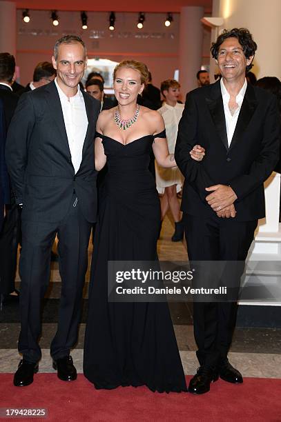 Producer James Wilson, actress Scarlett Johansson and director Jonathan Glazer attend "Under The Skin" Premiere during the 70th Venice International...