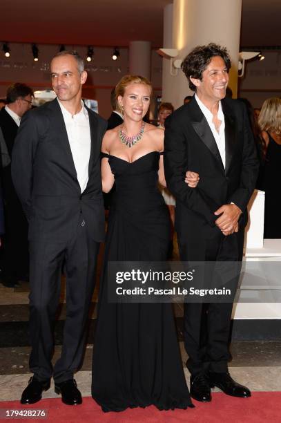 Producer James Wilson, actress Scarlett Johansson and director Jonathan Glazer attend 'Under The Skin' Premiere during the 70th Venice International...