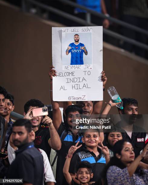 Neymar fans during the AFC Champions League Group D match between Mumbai City and Al Hilal SFC at DY Patil Stadium on November 07, 2023 in Navi...
