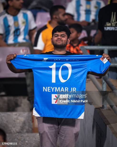 Neymar Fans during the AFC Champions League Group D match between Mumbai City and Al Hilal SFC at DY Patil Stadium on November 07, 2023 in Navi...
