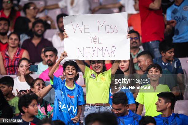 Neymar Fans during the AFC Champions League Group D match between Mumbai City and Al Hilal SFC at DY Patil Stadium on November 07, 2023 in Navi...