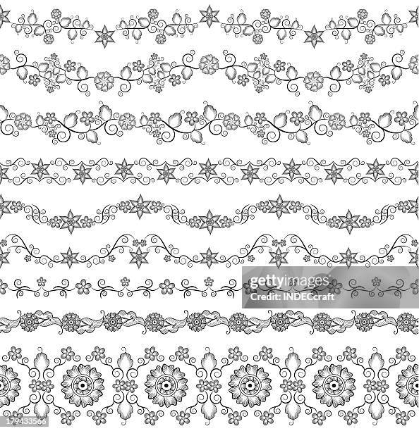 seamless floral borders - mandala pattern stock illustrations