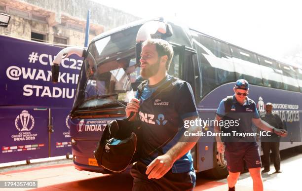 Kane Williamson of New Zealand arrives at the stadium prior to the ICC Men's Cricket World Cup India 2023 Semi Final match between India and New...