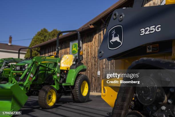 John Deere equipment for sale at a United Ag and Turf dealership in Colchester, Connecticut, US, on Friday, Nov. 3, 2023. Deere & Co. Is expected to...