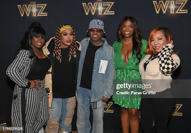 Tamika Scott, Da Brat, Jermaine Dupri, Kandi Burruss, and Tameka "Tiny" Harris of Xscape attend the Atlanta opening night of "The WIZ" at The Fox...