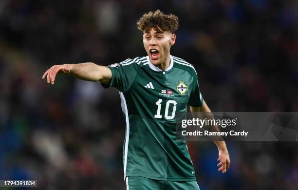 Belfast , United Kingdom - 20 November 2023; Dion Charles of Northern Ireland during the UEFA EURO 2024 Qualifying Round Group H match between...