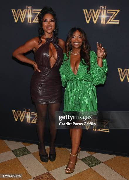 Kenya Moore and Kandi Burruss attend the Atlanta opening night of "The WIZ" at The Fox Theatre on November 14, 2023 in Atlanta, Georgia.