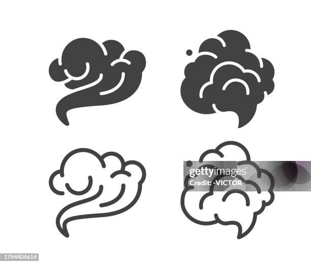 ilustraciones, imágenes clip art, dibujos animados e iconos de stock de humo y vapor - iconos de ilustración - stinky room