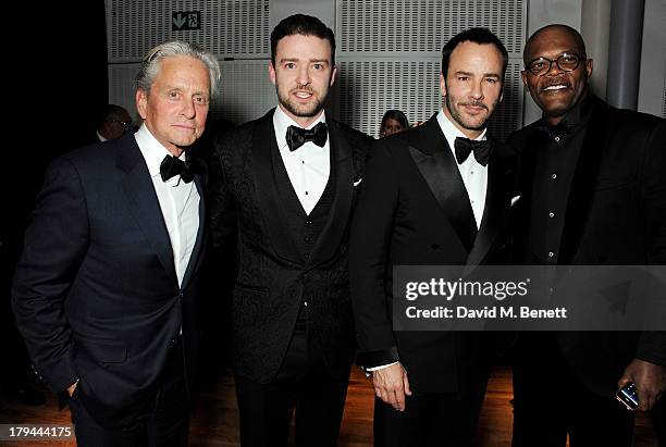 Michael Douglas, Justin Timberlake, Tom Ford and Samuel L. Jackson attend the GQ Men of the Year awards at The Royal Opera House on September 3, 2013...