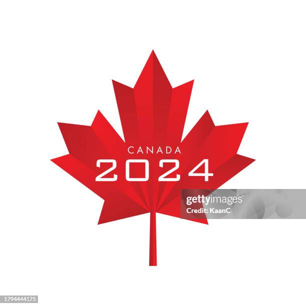 illustrazioni stock, clip art, cartoni animati e icone di tendenza di concetto canada 2024. felice anno nuovo. numeri astratti sull'illustrazione vettoriale dello sfondo. design del banner natalizio per biglietto d'auguri, invito, calendario, ecc. vettoriale - illustrazioni stock - bandiera del canada