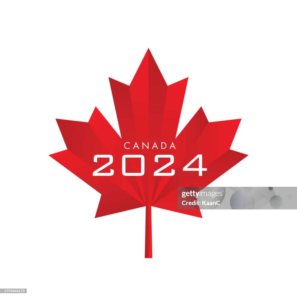 2024 Canada Concept. Happy New Year. Abstract numbers on background vector illustration. Holiday banner design for greeting card, invitation, calendar, etc. vector stock illustration