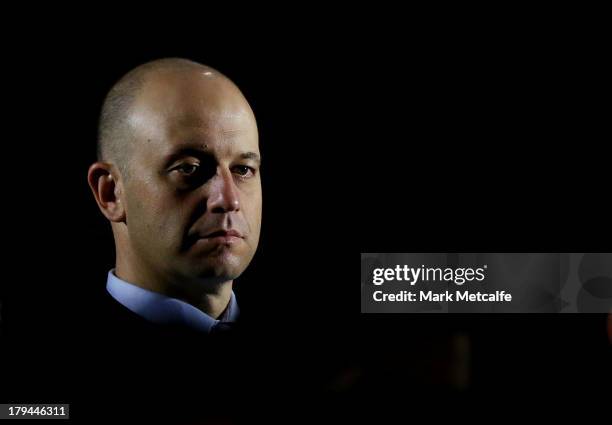 Head Of Football Todd Greenberg looks on during the NRL Auckland Nines event announcement at Rugby League Central on September 4, 2013 in Sydney,...