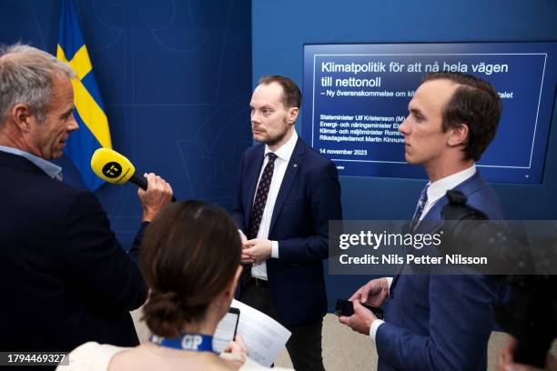 Martin Kinnunen, member of parliament for the Sweden Democrats party, during a press briefing where the Swedish government together with the Sweden...