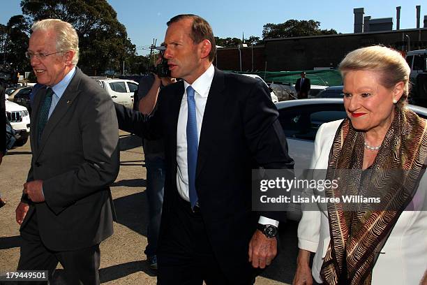 Australian Opposition Leader, Tony Abbott visits a Mitre 10 hardware store in the seat of Kingsford Smith, held by retiring Australian Labor Party MP...