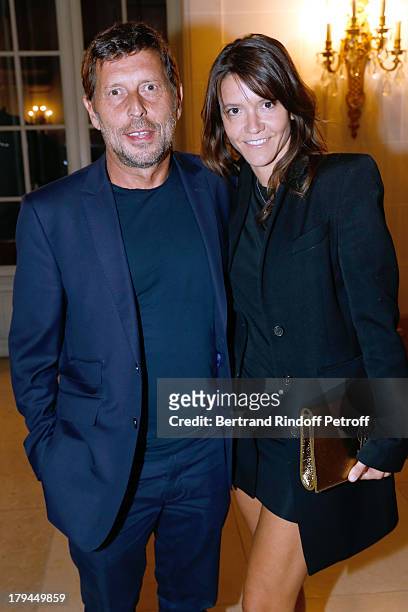 Hortense d'Esteve and companion Director Pascal Duchene attend Lui Magazine Launch Party, held at Foch Avenue in Paris at on September 3, 2013 in...