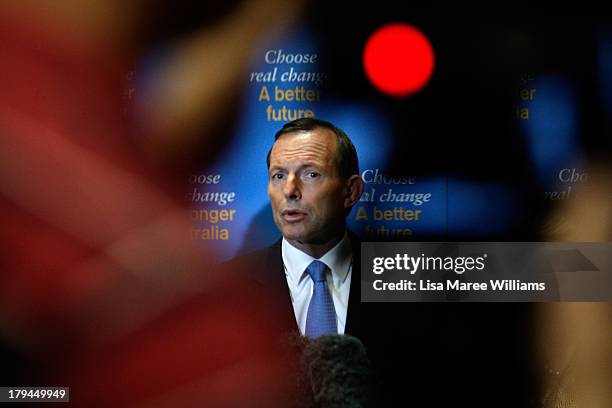 Australian Opposition Leader, Tony Abbott speaks at a press conference on September 4, 2013 in Sydney, Australia. With just three days of campaigning...