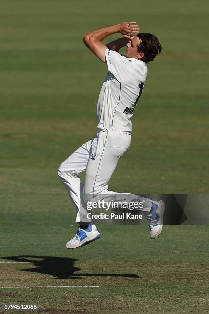 Lance Morris of Western Australia bowls during the Sheffield Shield match between Western Australia and South Australia at the WACA, on November 15...