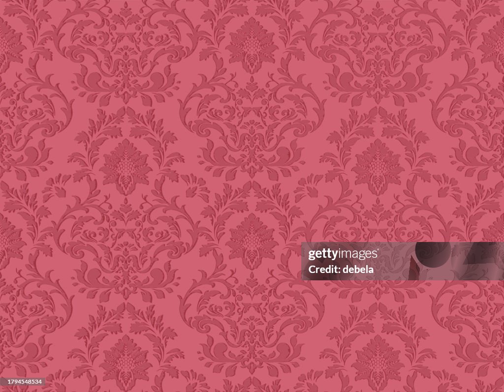 Pink Victorian Damask Luxury Decorative Fabric Pattern