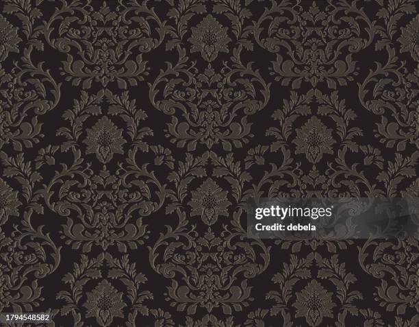 High Victorian Pattern Black Victorian Damask Luxury Decorative Fabric Pattern High-Res Vector ...