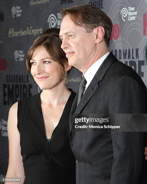 Actress Kelly Macdonald and actor Steve Buscemi attend the "Boardwalk Empire" season four New York premiere at Ziegfeld Theater on September 3, 2013...
