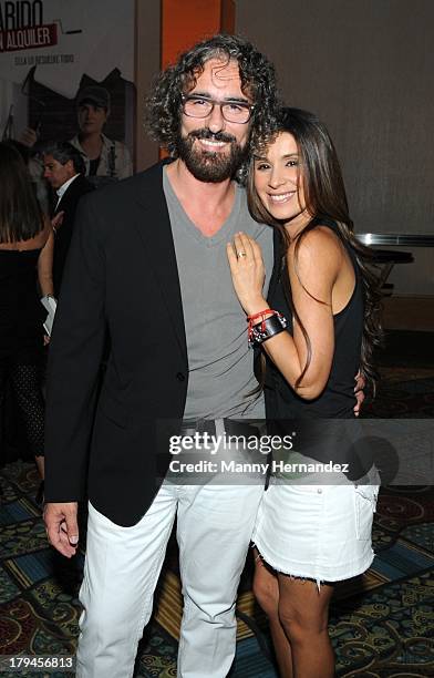 Miguel Varoni and Catherine Siachoque attend Telemundo's "Marido El Alquiler" Press Event at Westin Diplomat on September 3, 2013 in Hollywood,...