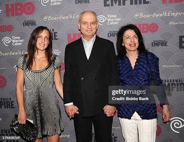 Michele DeCesare, David Chase and Denise Kelly attend the premiere of HBO's "Boardwalk Empire" at the Ziegfeld Theater on September 3, 2013 in New...