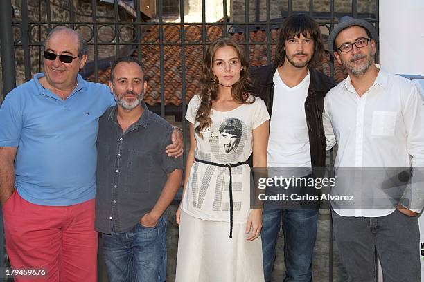 Spanish actors Jose Angel Egido, Javier Gutierrez, Miriam Gallego, David Janer and Santiago Molero attend the "Aguila Roja" new season presentation...