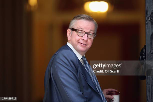 Secretary of State for Education Michael Gove arrives at Number 10 Downing Street ahead of the weekly Prime Minister's Questions in the House of...