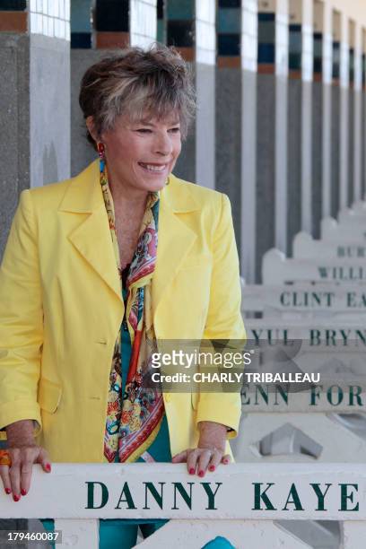 Danny Kaye's daughter Dena Kaye unveils the beach locker room dedicated to her father on the Promenade des Planches on September 4, 2013 as part of...