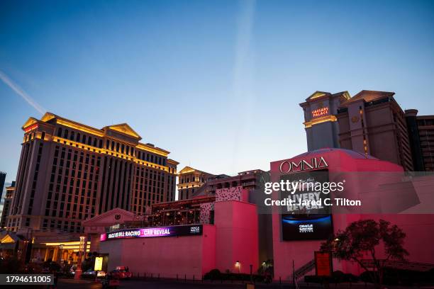 General view outside OMNIA in Caesars Palace ahead of the Red Bull Racing Make Your Mark Las Vegas Livery Reveal during previews ahead of the F1...